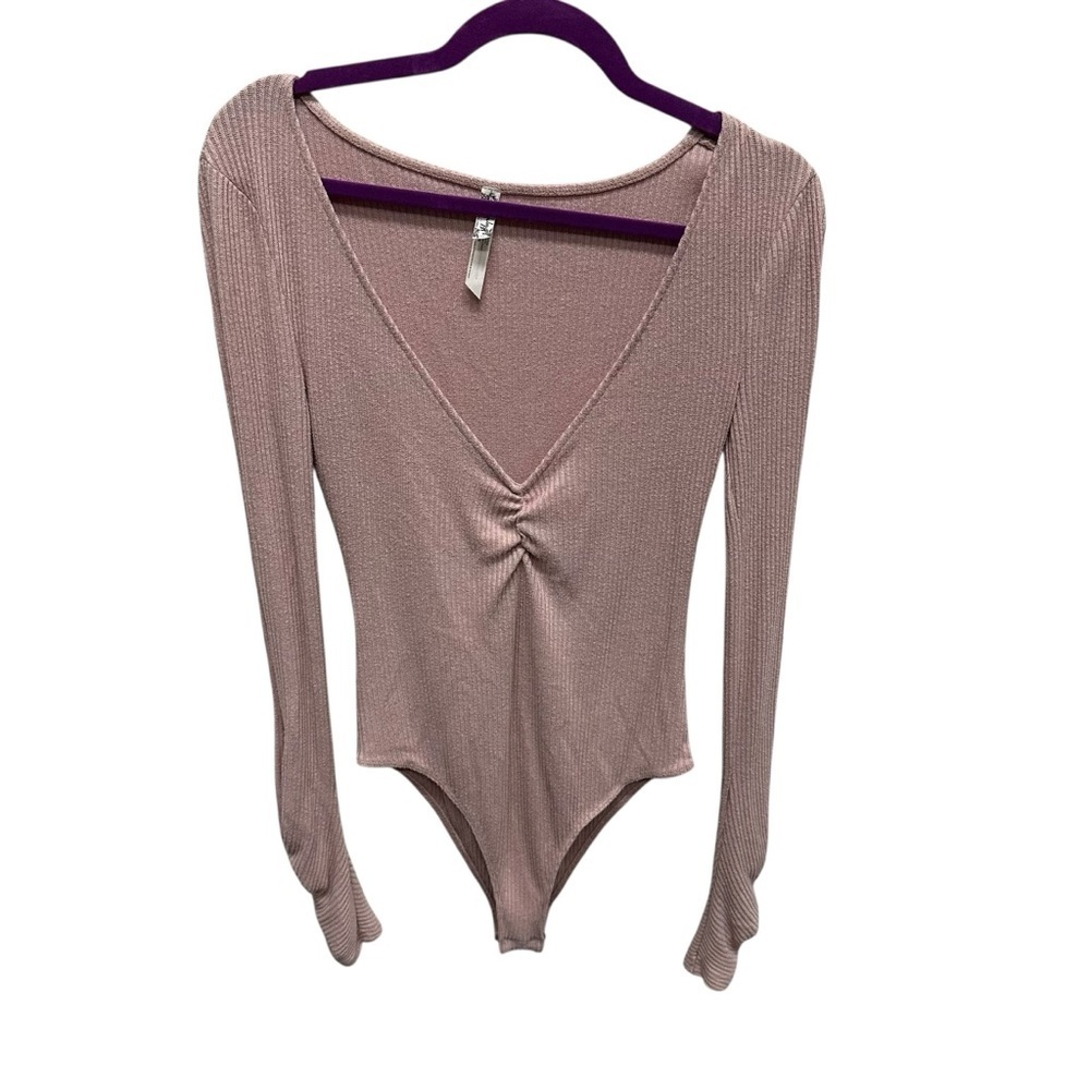 Free People Bodysuit Ribbed Dusty Rose Women Size small ballerina core